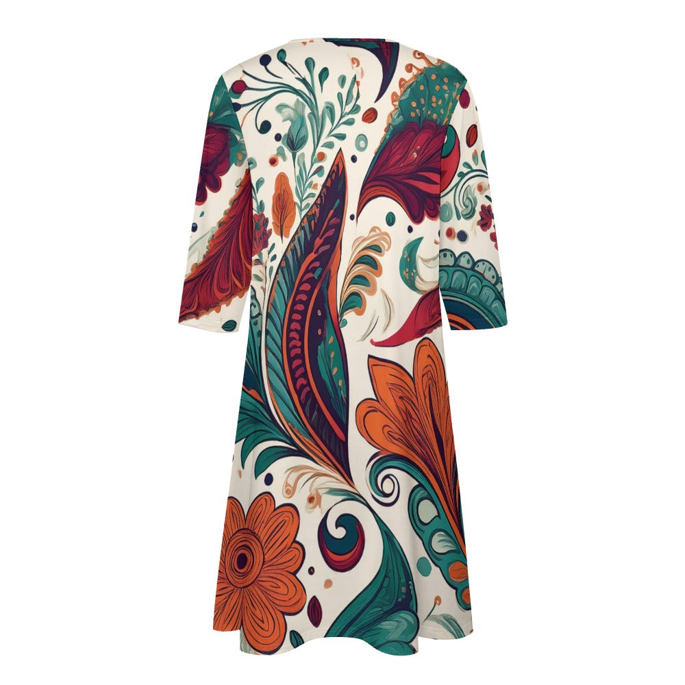 7-point sleeve dress Inkedjoy