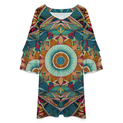Lotus leaf sleeve dress Inkedjoy