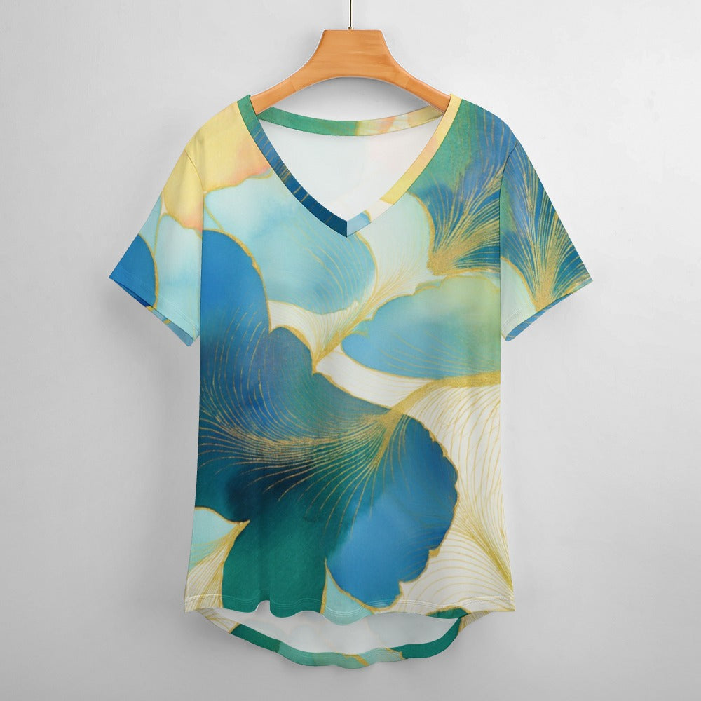 V Neck Short-sleeve Shirt Inkedjoy