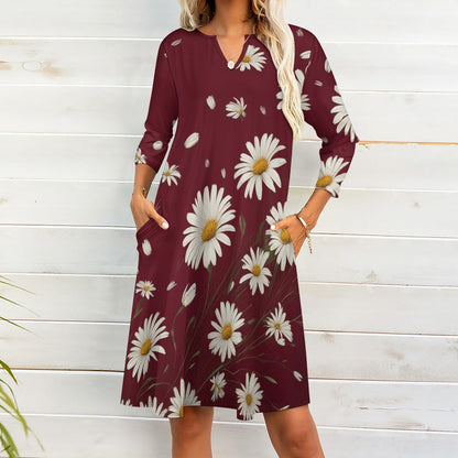 Daisy Print Dress Inkedjoy