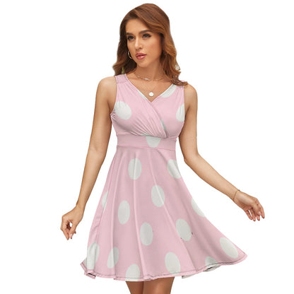 Sleeveless White Polka Dot Dress