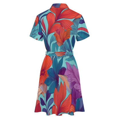 Short-sleeved collared dress