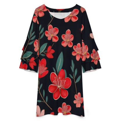Lotus leaf sleeve dress Inkedjoy