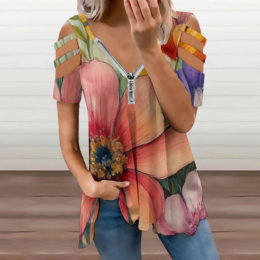 Zip Off Shoulder Top Inkedjoy