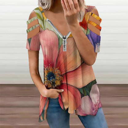Zip Off Shoulder Top Inkedjoy