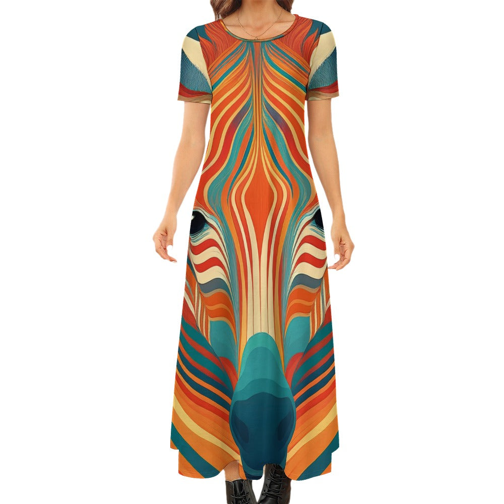Short Sleeve Zebra Dress (No Pockets) Inkedjoy