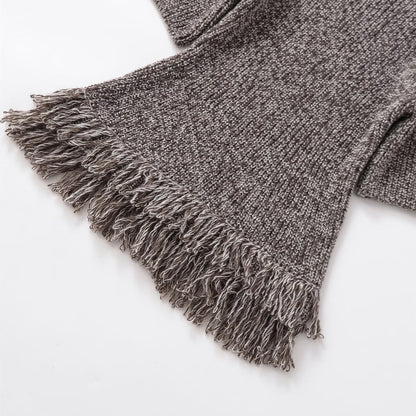 Tassel knit round neck short sleeved top