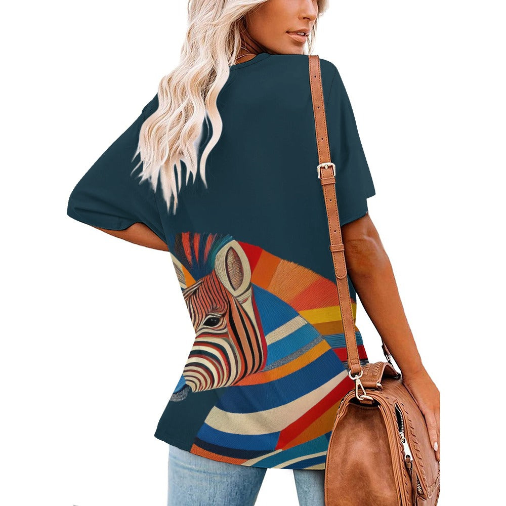 V Neck Short-sleeve Shirt Inkedjoy