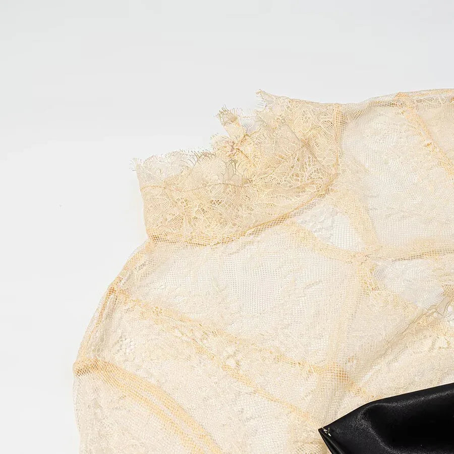 Sexy socialite style lace patchwork long sleeved dress - London Look