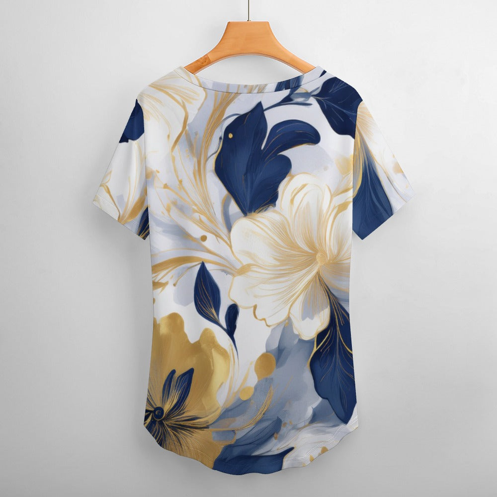 V Neck Short-sleeve Shirt Inkedjoy