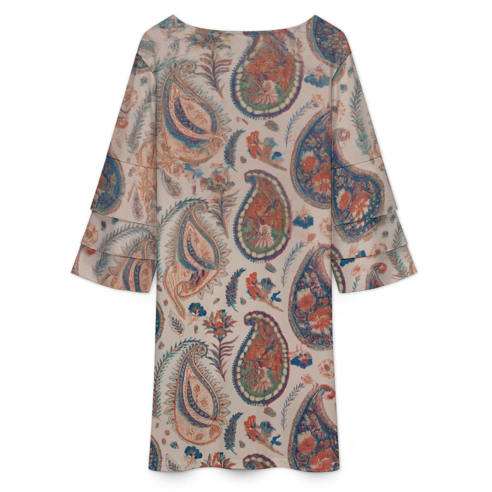Lotus leaf sleeve dress Inkedjoy