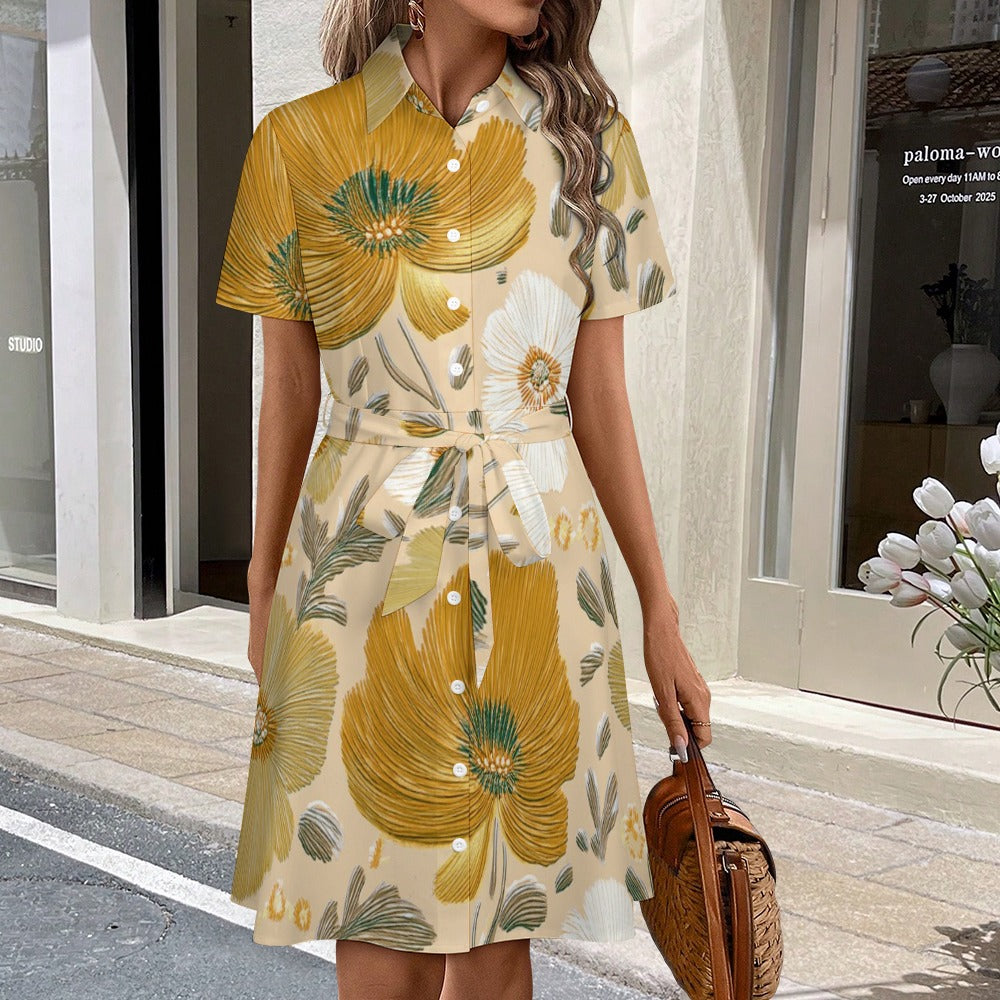 Short-sleeved collared dress