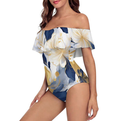 Off-Shoulder One-Piece Swimsuit Inkedjoy