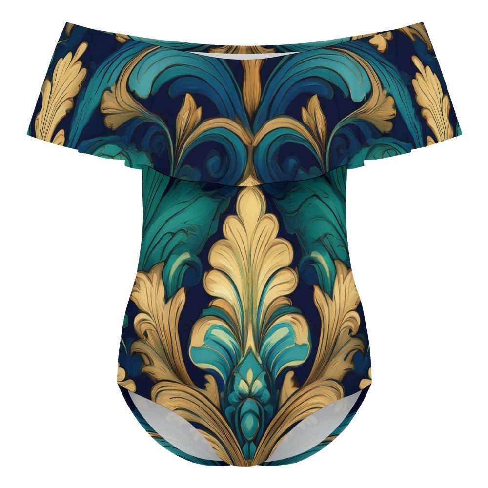Off-Shoulder One-Piece Swimsuit Inkedjoy