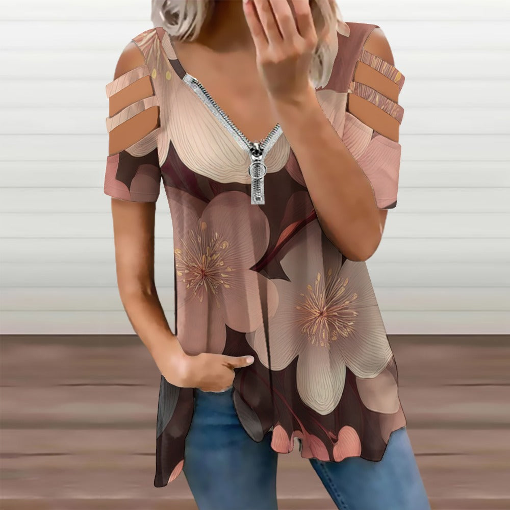 Zip Off Shoulder Top Inkedjoy