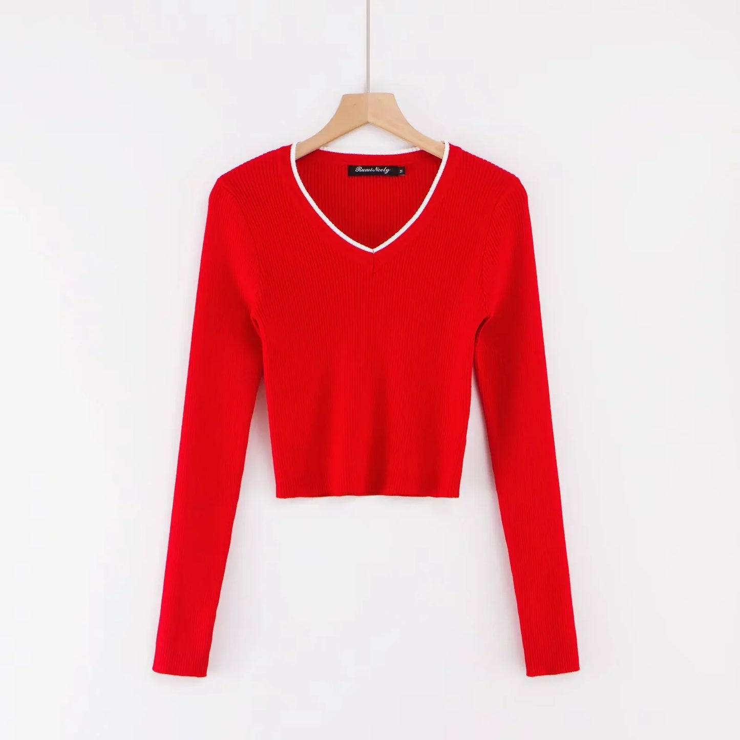 V-neck long sleeved top
