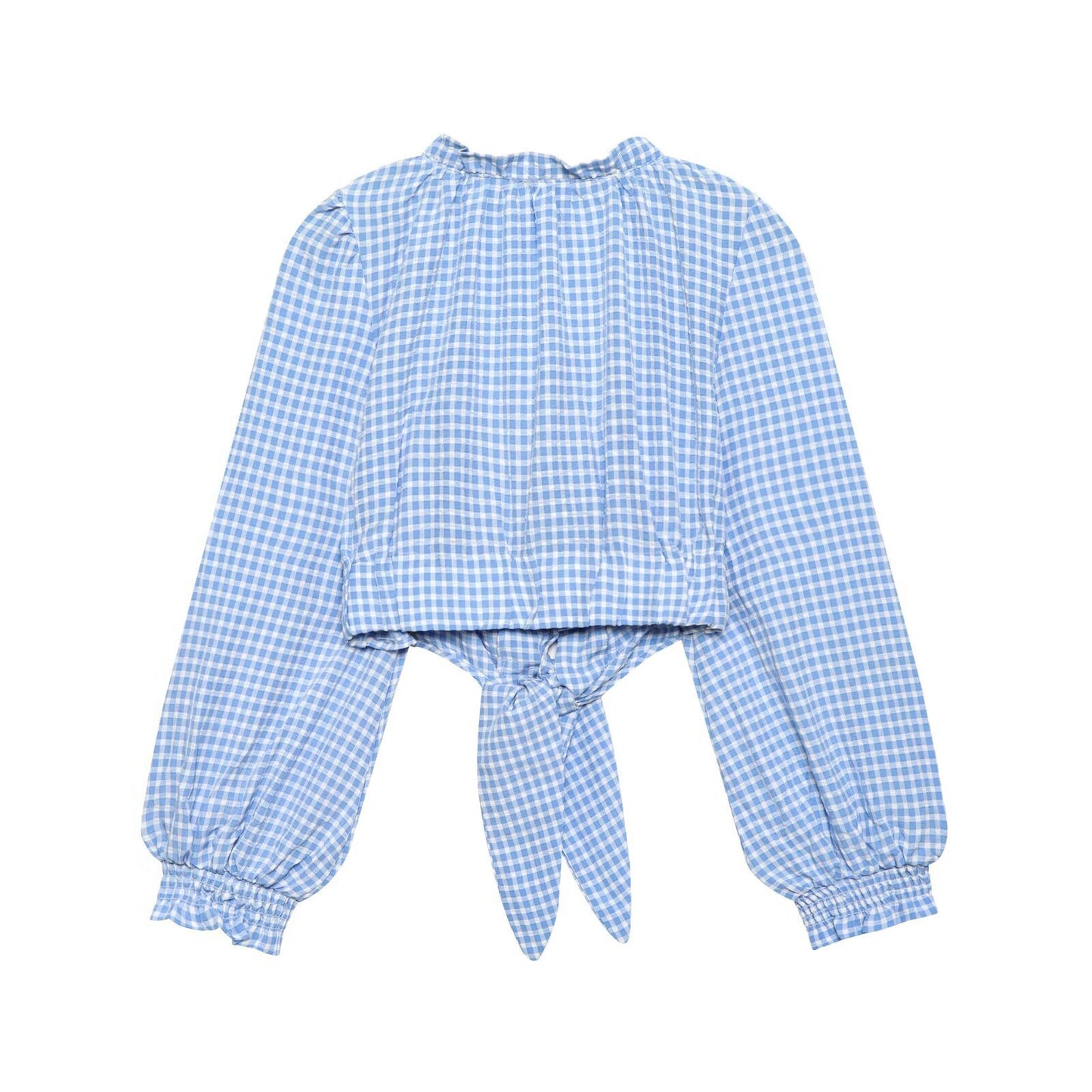Fresh blue grid short shirt top