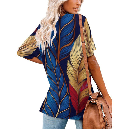 V Neck Short-sleeve Shirt Inkedjoy