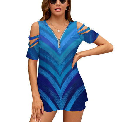 Zip Off Shoulder Top Inkedjoy