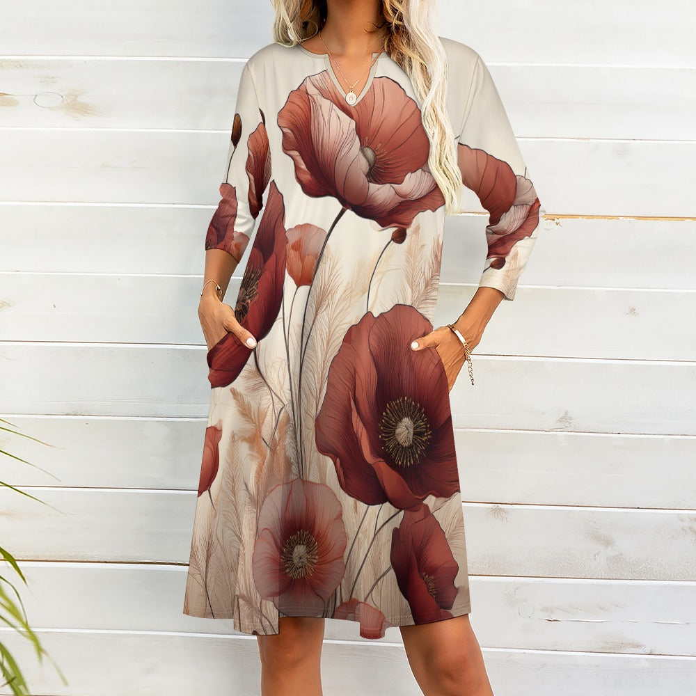 7-point sleeve dress Inkedjoy