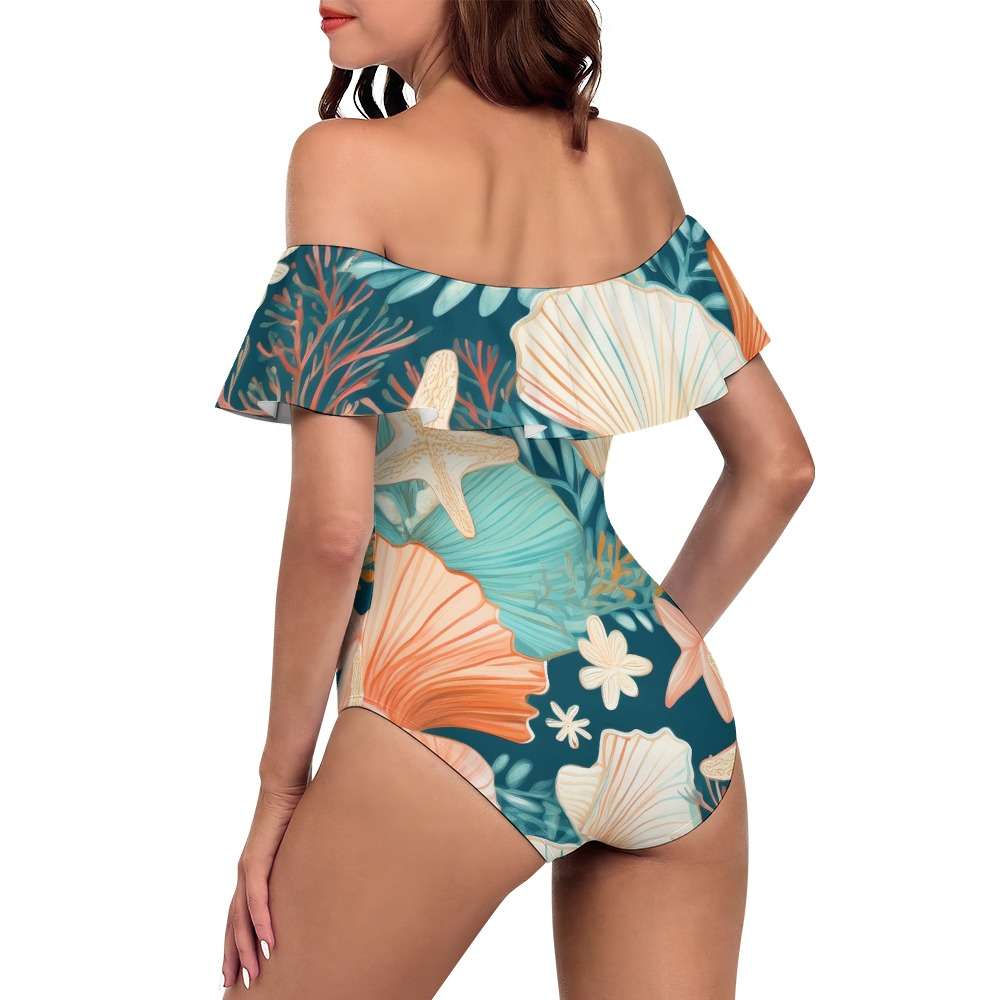 Off-Shoulder One-Piece Swimsuit Inkedjoy