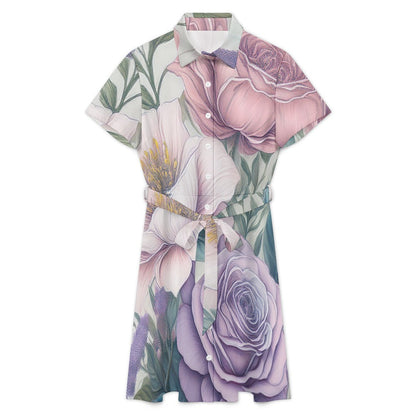 Short-sleeved collared dress Inkedjoy