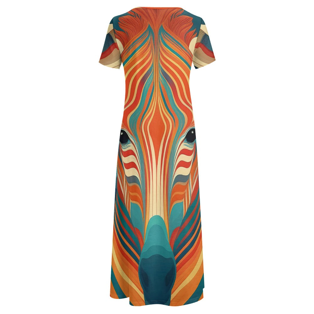 Short Sleeve Zebra Dress (No Pockets) Inkedjoy