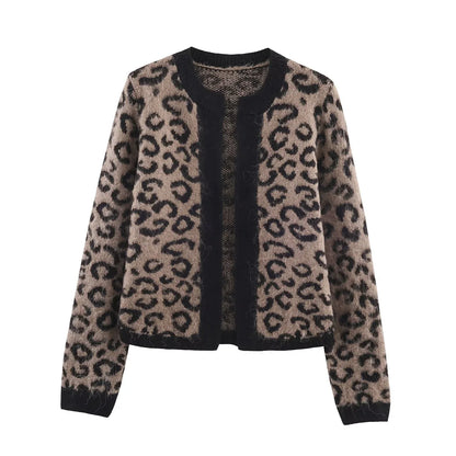 Animal pattern jacquard knitted jacket - London Look