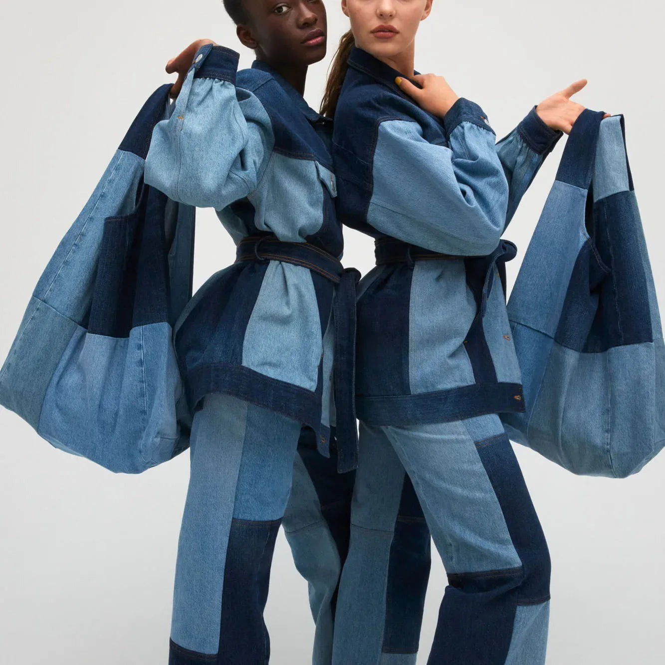 Spring Summer New Women's Color-matching Stitching Denim Bag Adult Versatile Large-capacity Shopping Bag Ladies Tote Bag - London Look