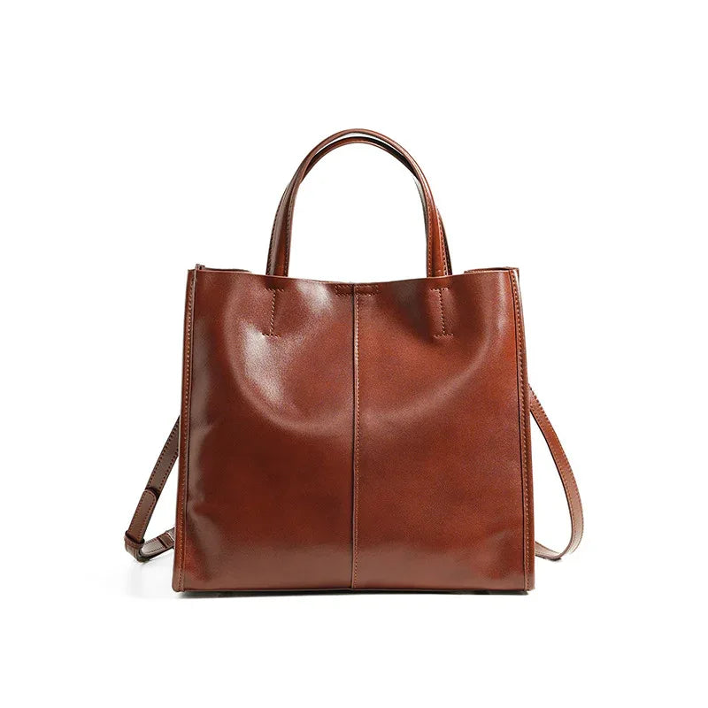 Leather Tote Bag for Women, Genuine First Layer Vegetable-Tanned Leather, Large Capacity, Fashionable and Versatile Handbag - London Look