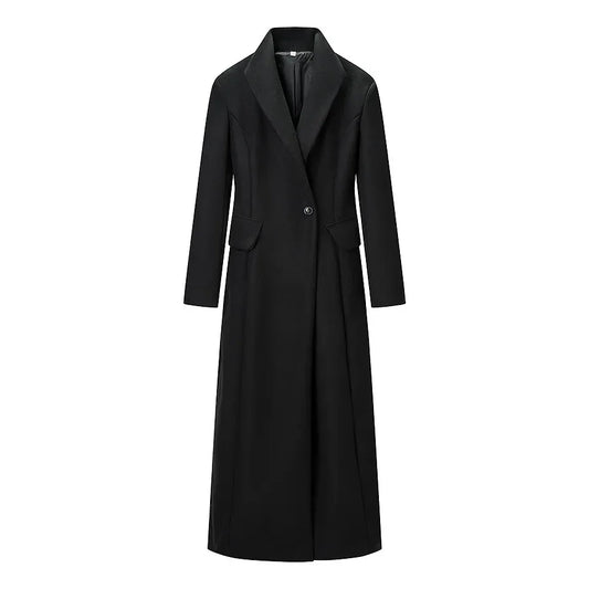 Style Women's Fashionable Casual Versatile Long Coat with Single Button Closure - London Look
