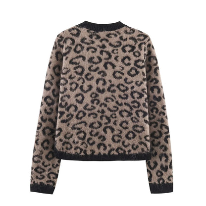 Animal pattern jacquard knitted jacket - London Look