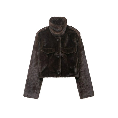 Artificial fur short jacket women's coat - London Look