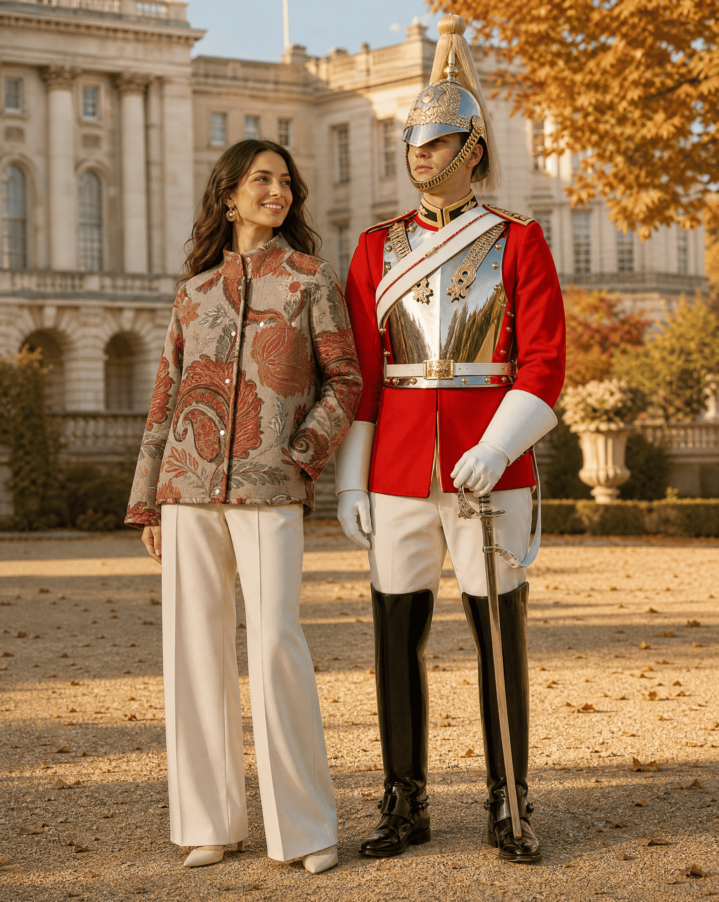 Beige Paisley Classic Fleece Jacket London Look