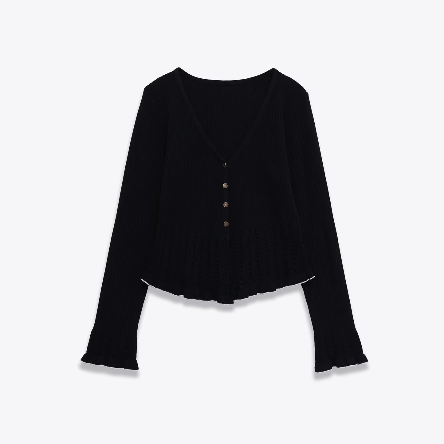 Slim fit V-neck long sleeved layered decoration