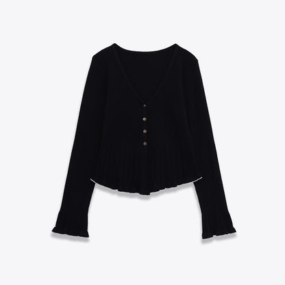 Slim fit V-neck long sleeved layered decoration