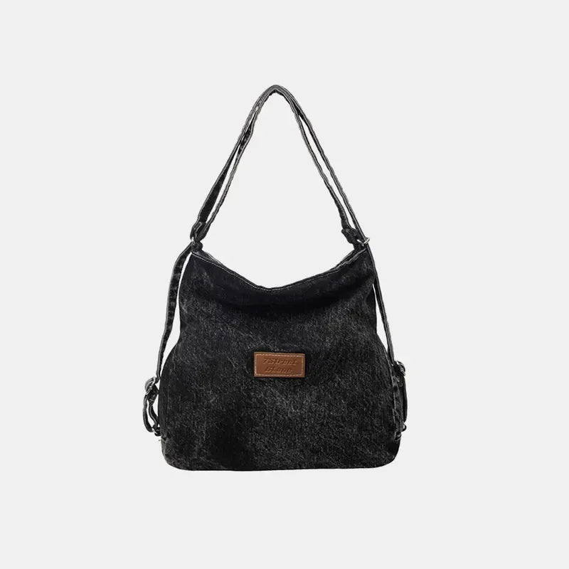 Adjustable Strap Denim Shoulder Bag - London Look
