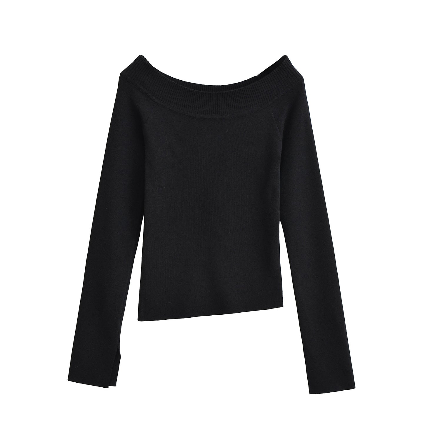One line off shoulder slanted shoulder elastic slim fit top
