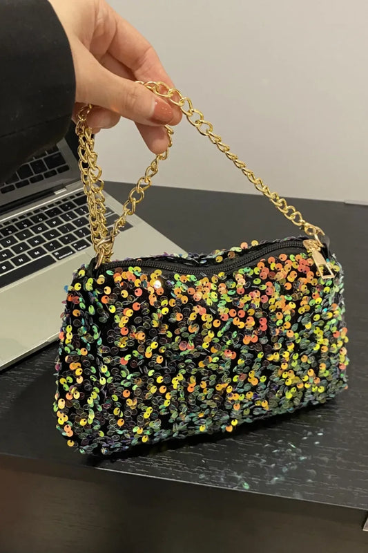 Sequin Removable Strap Shoulder Bag - London Look