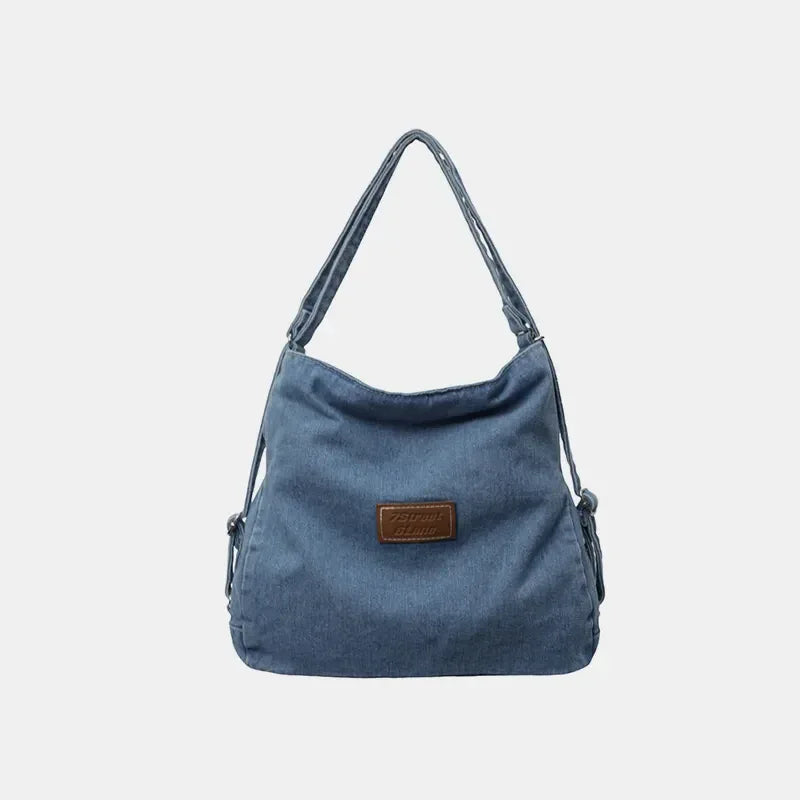 Adjustable Strap Denim Shoulder Bag - London Look