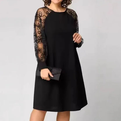 Lace Round Neck Dress - London Look