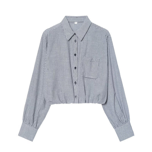 Casual plaid balloon shirt for women