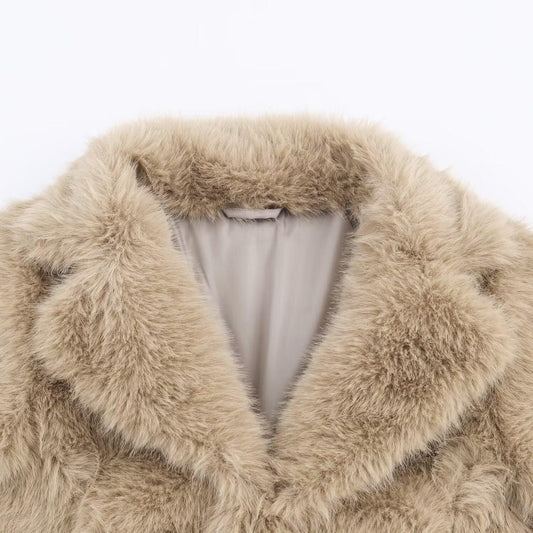 Artificial fur effect short jacket