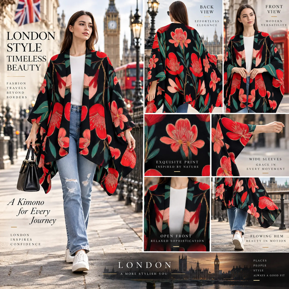 Floral Soft Poncho Yoycol