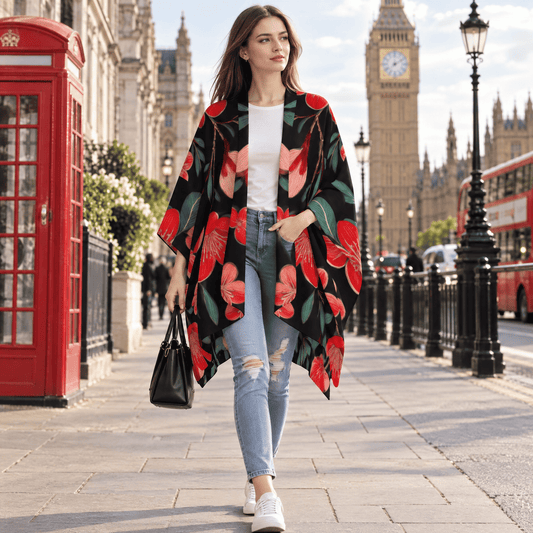 Floral Soft Poncho Yoycol