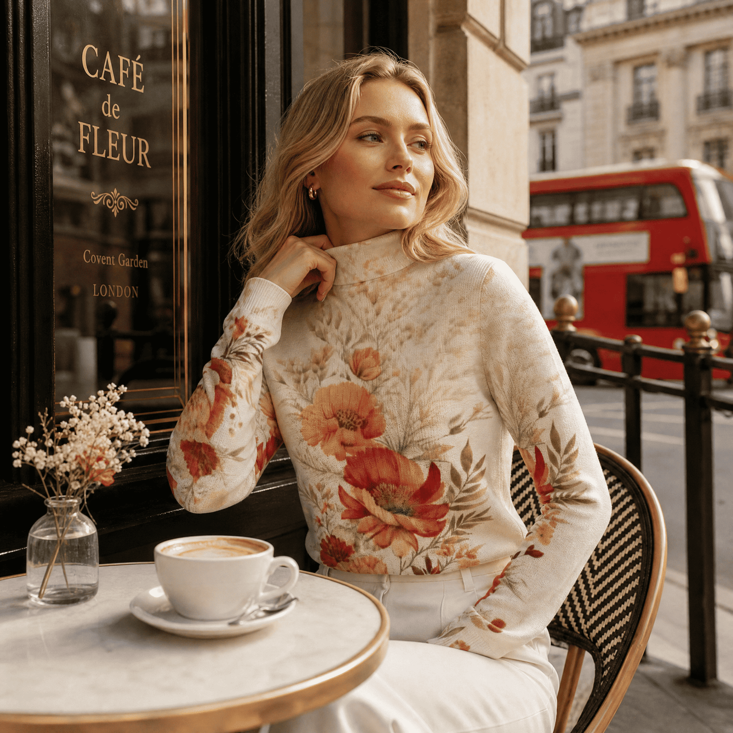 Floral Mock Neck Sweater London Look