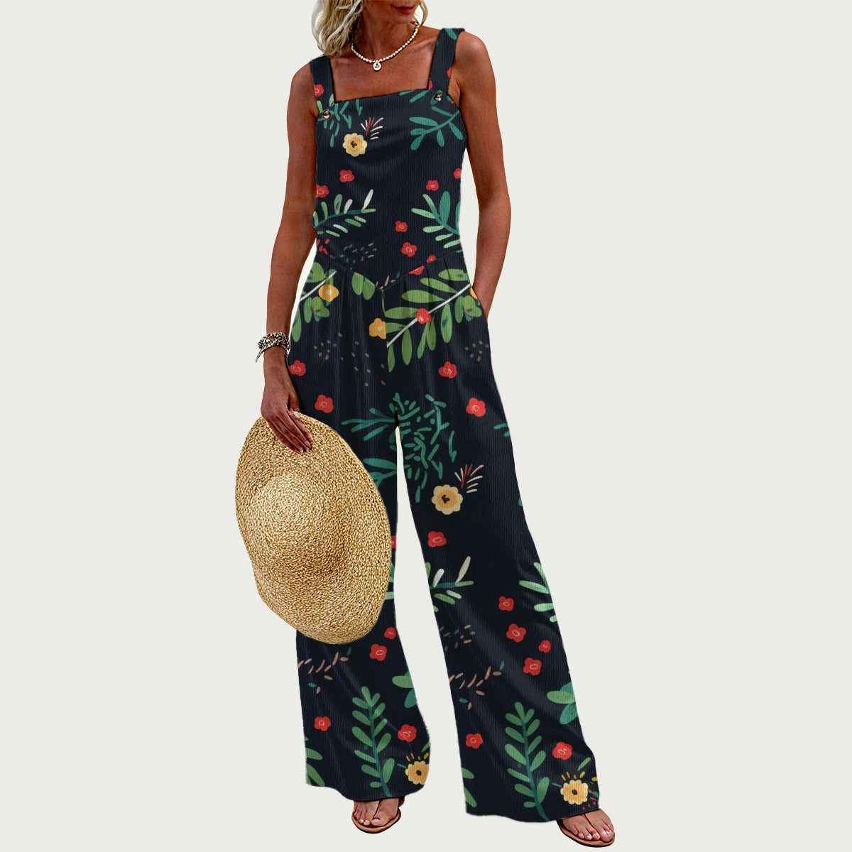 floral black jumpsuit