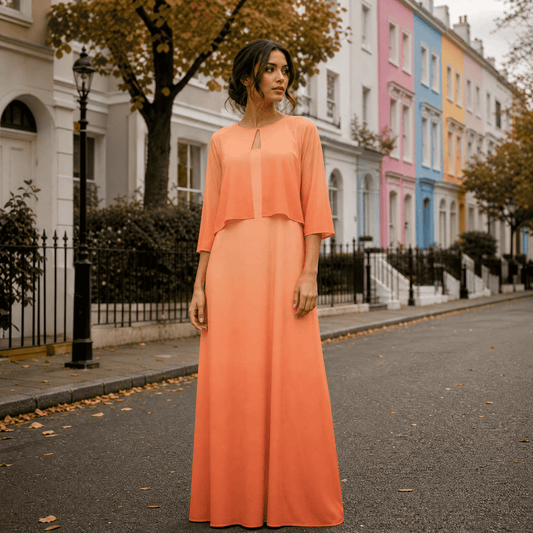 Custom Women's Two-piece Set(Coat & Long Dress) London Look