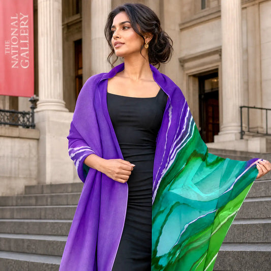 Purple-Green Rectangle Scarf|170X45cm Yoycol