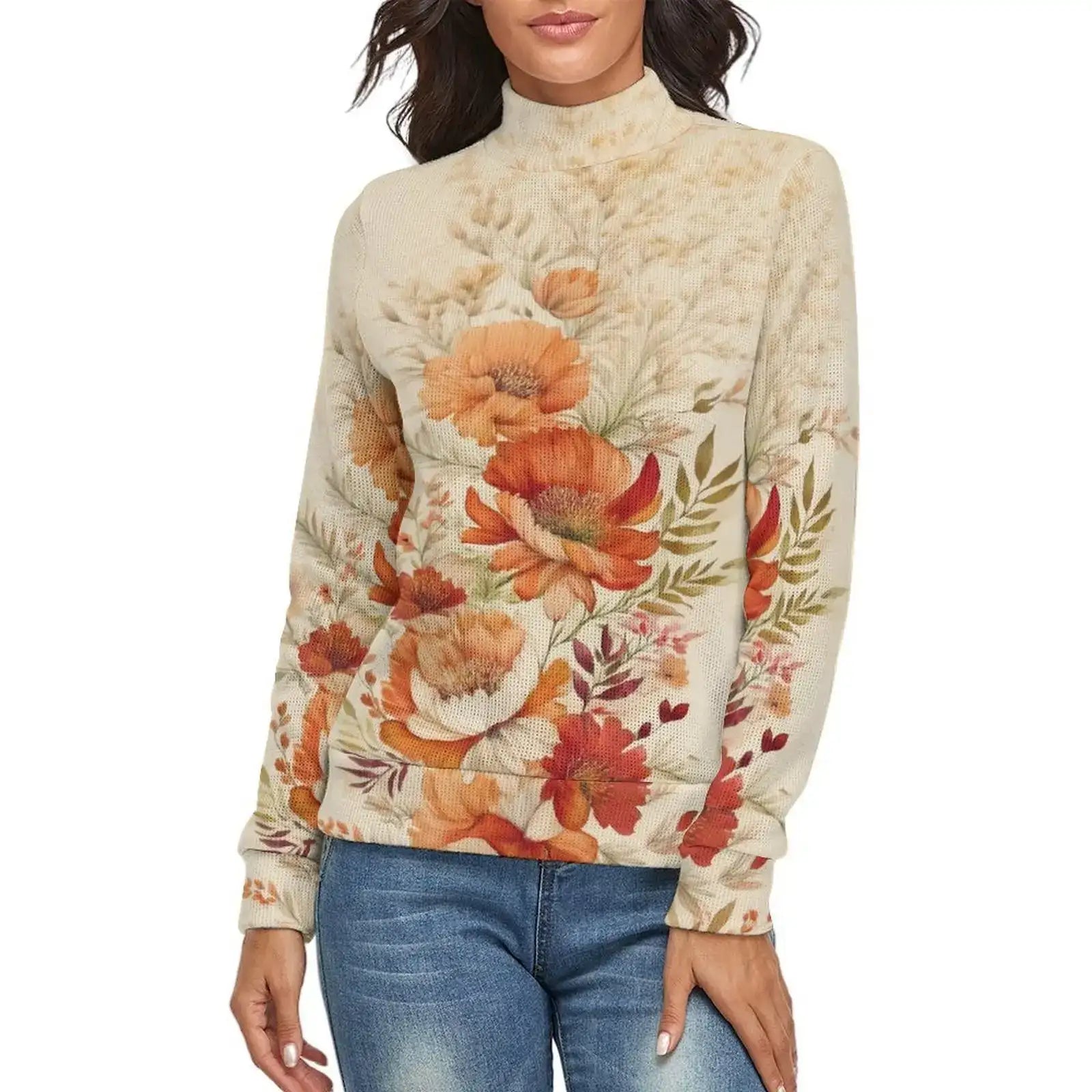 Floral Mock Neck Sweater